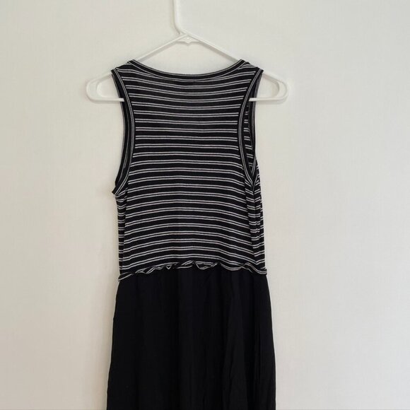 SPLENDID ANTHROPOLOGIE Tiered Maxi Dress Black White Striped Mixed Media Summer - Picture 12 of 14